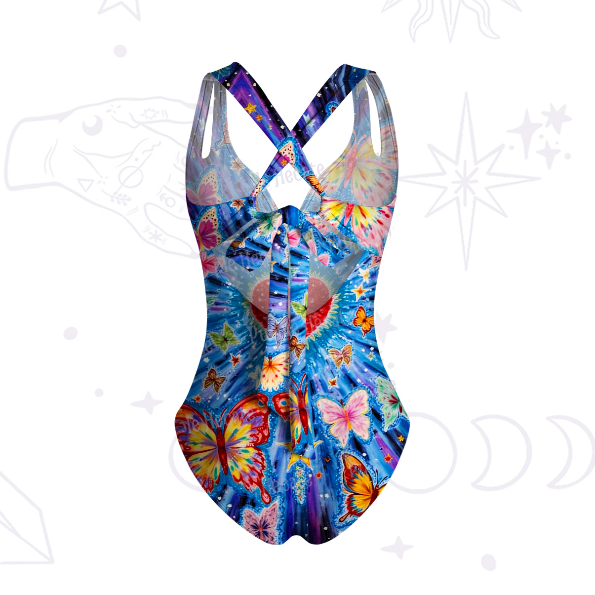 Purplehecate Radiant Heart Butterfly Bloom One-Piece Swimsuit
