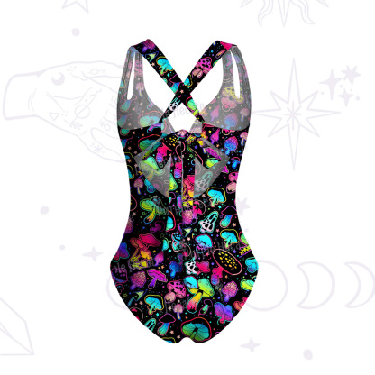 Purplehecate Psychedelic Mushroom Rave One-Piece Swimsuit