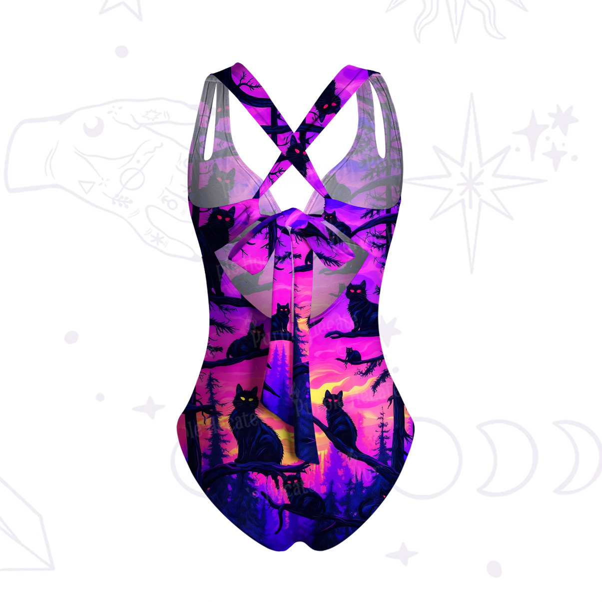 Purplehecate Twilight Forest Guardian Cat One-Piece Swimsuit