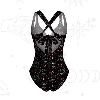 Purplehecate Witchy Mothman Night One-Piece Swimsuit