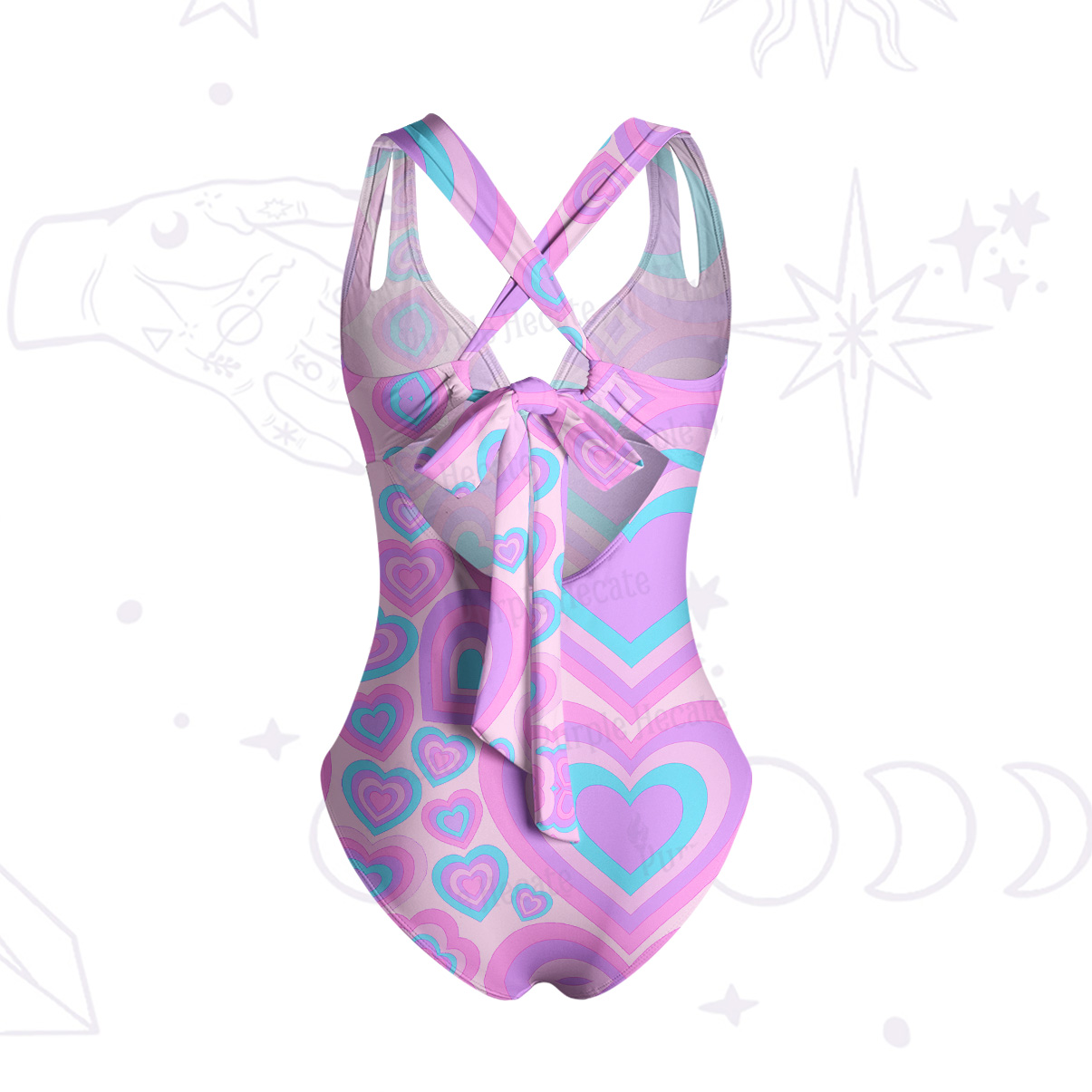 Purplehecate Soft Pastel Love Waves One-Piece Swimsuit