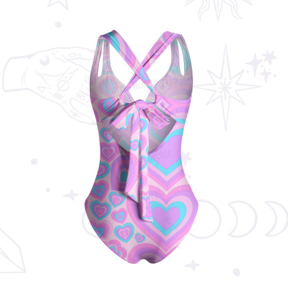 Purplehecate Soft Pastel Love Waves One-Piece Swimsuit