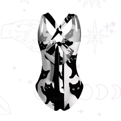 Purplehecate Peekaboo Cats One-Piece Swimsuit