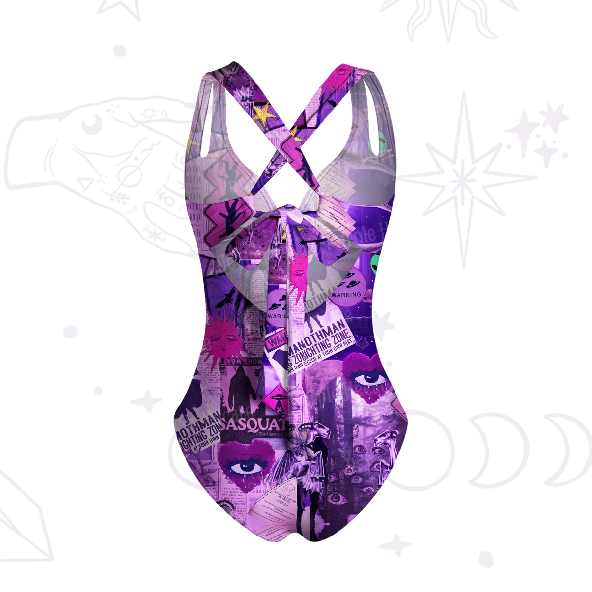 Purplehecate Cryptid Warning Collage One-Piece Swimsuit
