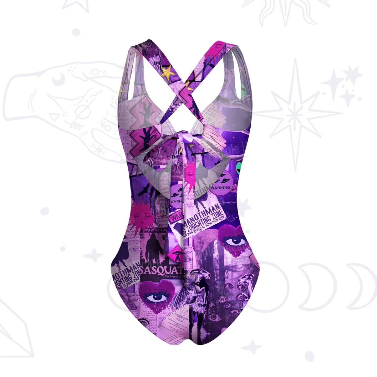 Purplehecate Cryptid Warning Collage One-Piece Swimsuit