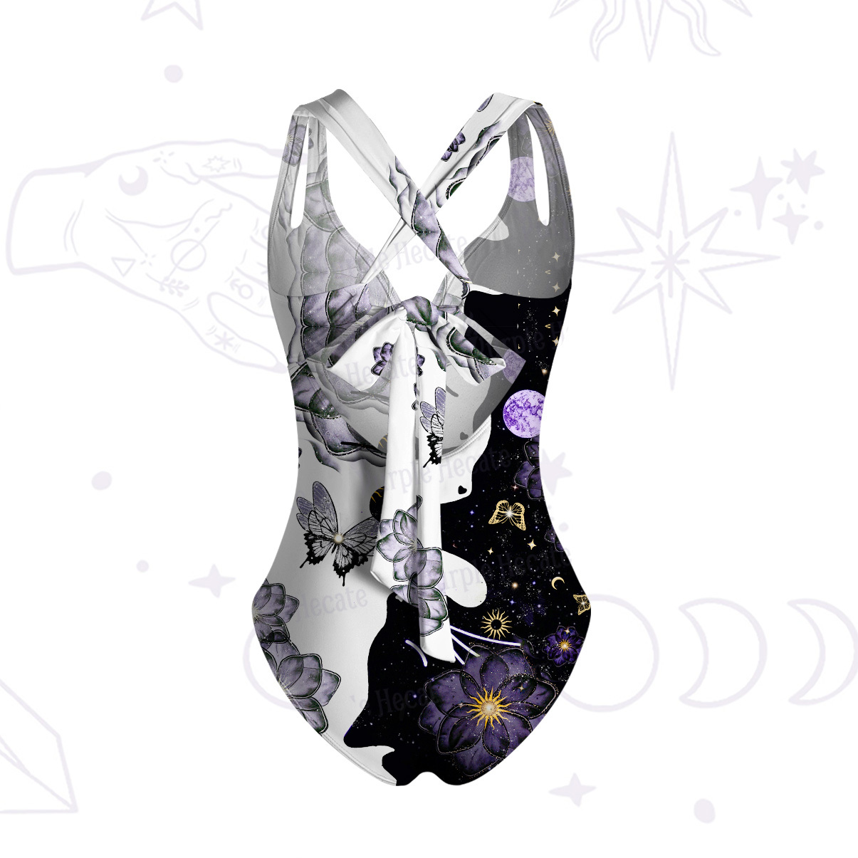 Purplehecate Starlit Cats & Butterflies One-Piece Swimsuit