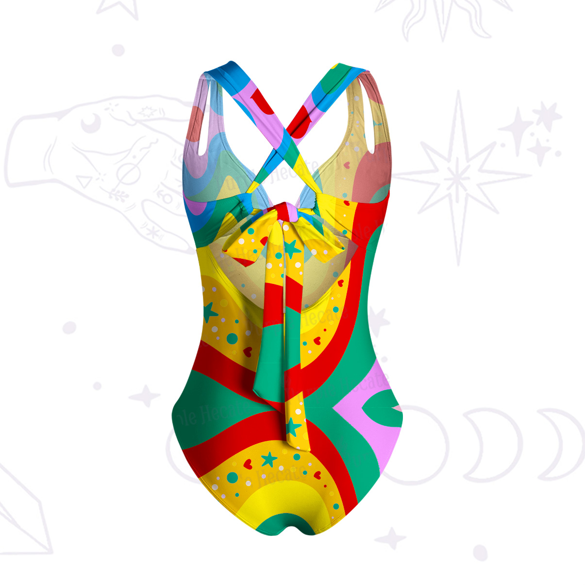 Purplehecate Dreamy Rainbow Waves One-Piece Swimsuit