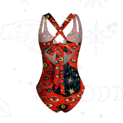 Purplehecate Cosmic Watcher Cat One-Piece One-Piece Swimsuit
