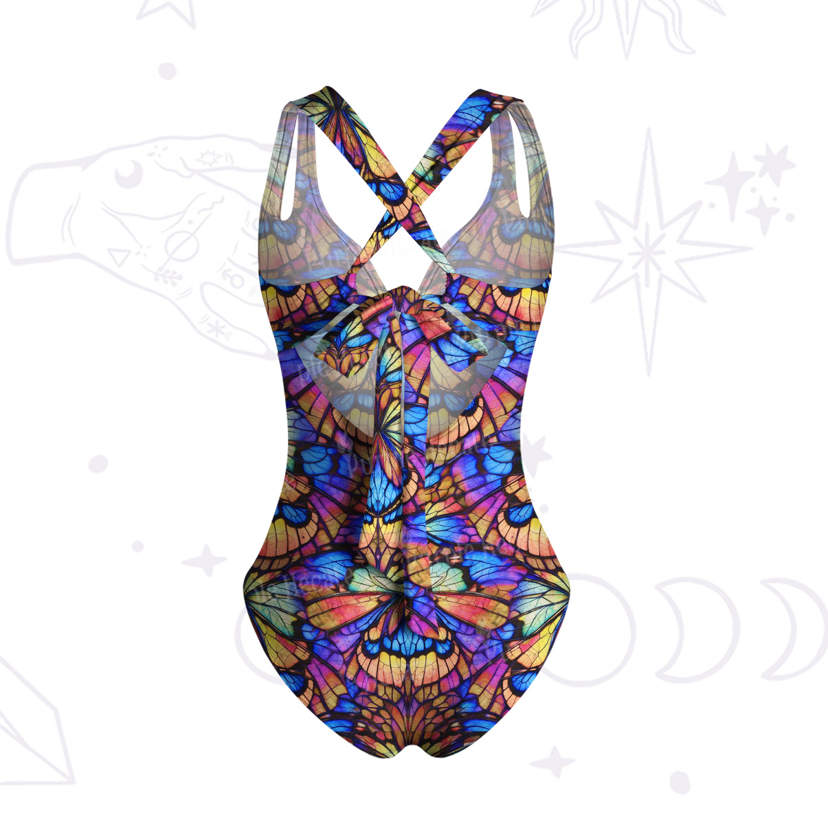 Purplehecate Colorful Butterfly Wing Pattern One-Piece Swimsuit