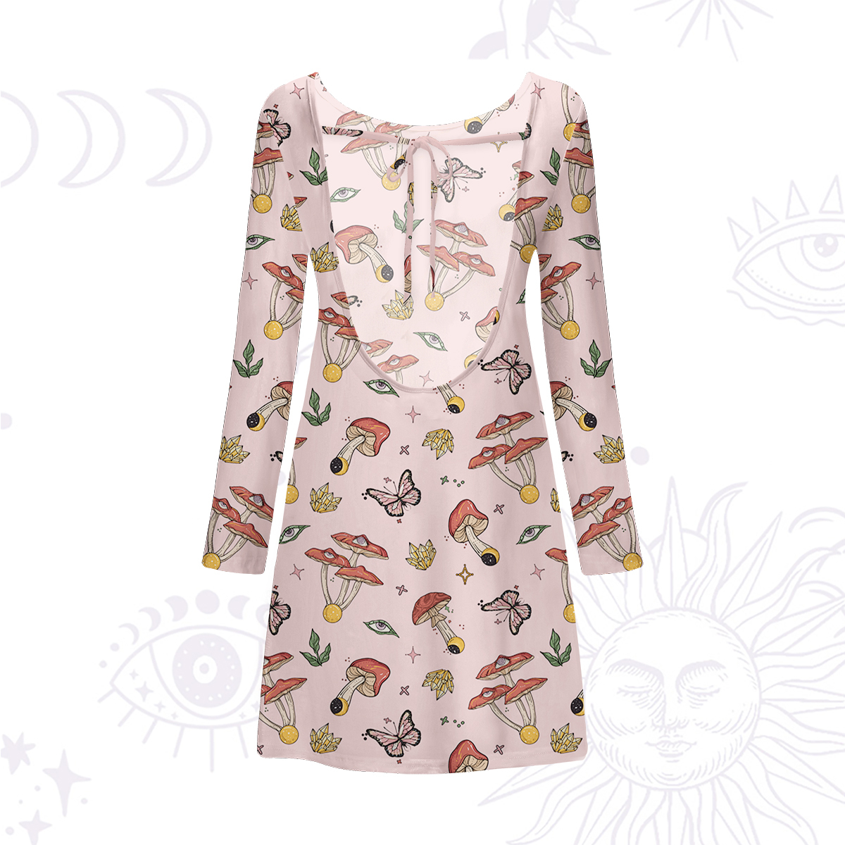 Purplehecate Whimsical Mushroom Beachwear Cover-Up Dress