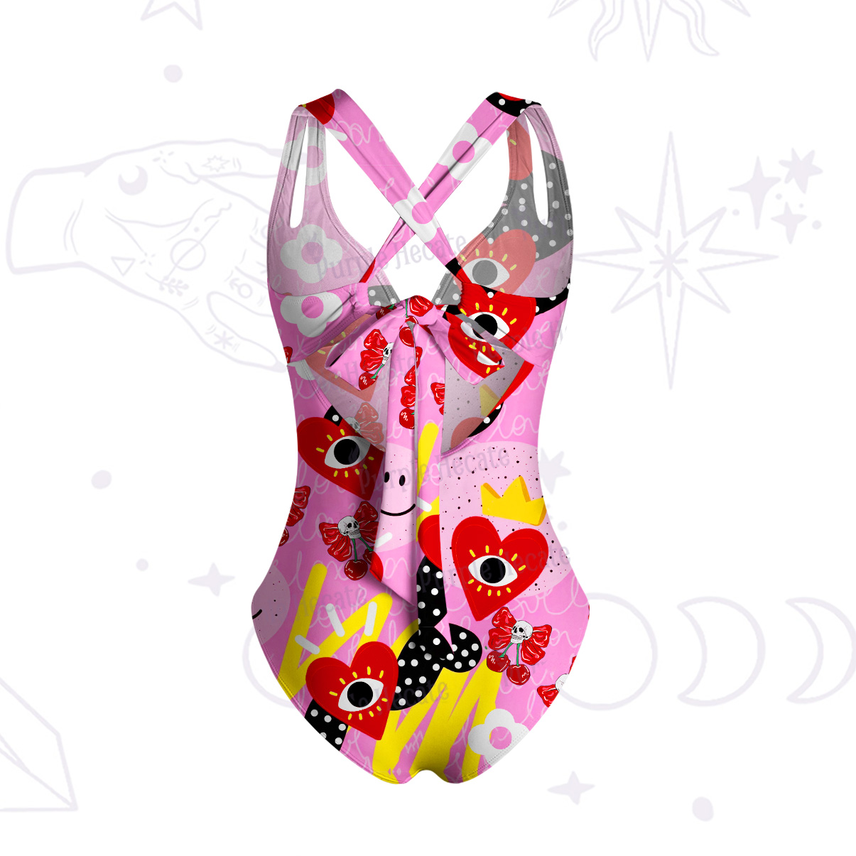Purplehecate Evil Eye Heart One-Piece Swimsuit