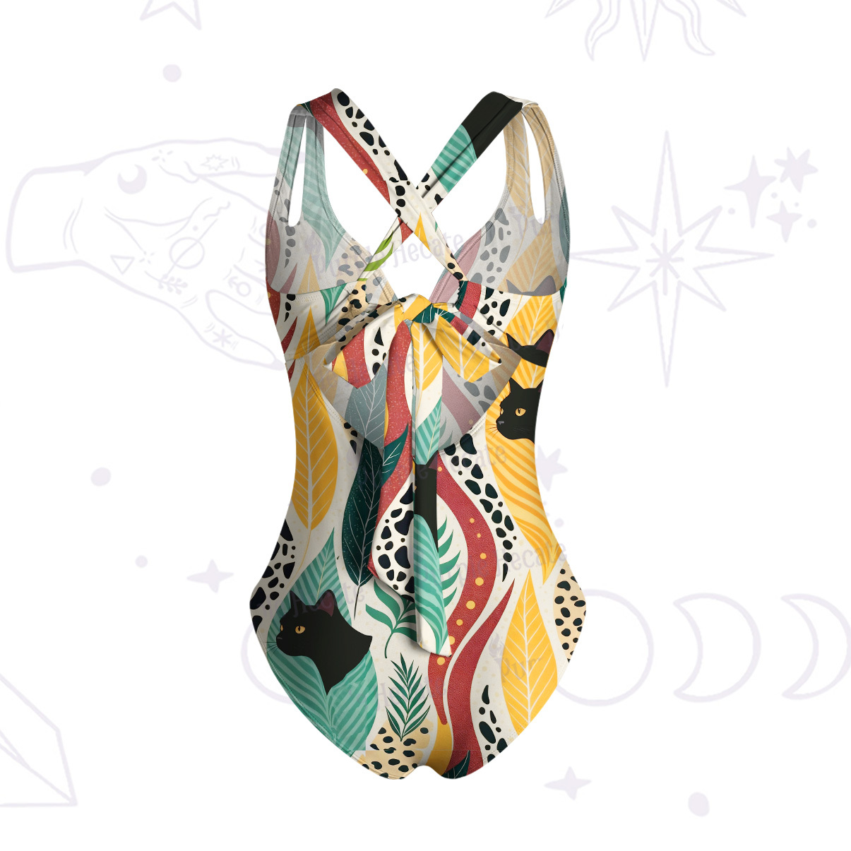 Purplehecate Mystic Forest Cat One-Piece Swimsuit