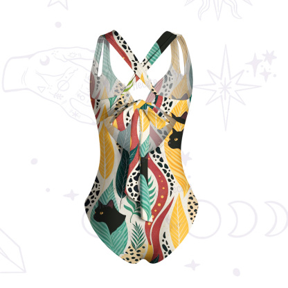 Purplehecate Mystic Forest Cat One-Piece Swimsuit