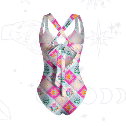 Purplehecate Celestial Sun & Moon Patchwork One-Piece Swimsuit