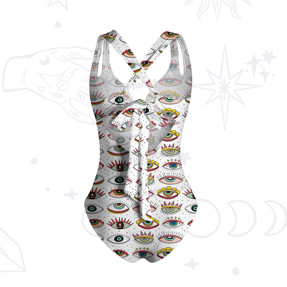 Purplehecate Evil Eye Pattern One-Piece Swimsuit