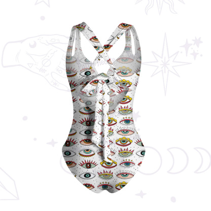 Purplehecate Evil Eye Pattern One-Piece Swimsuit