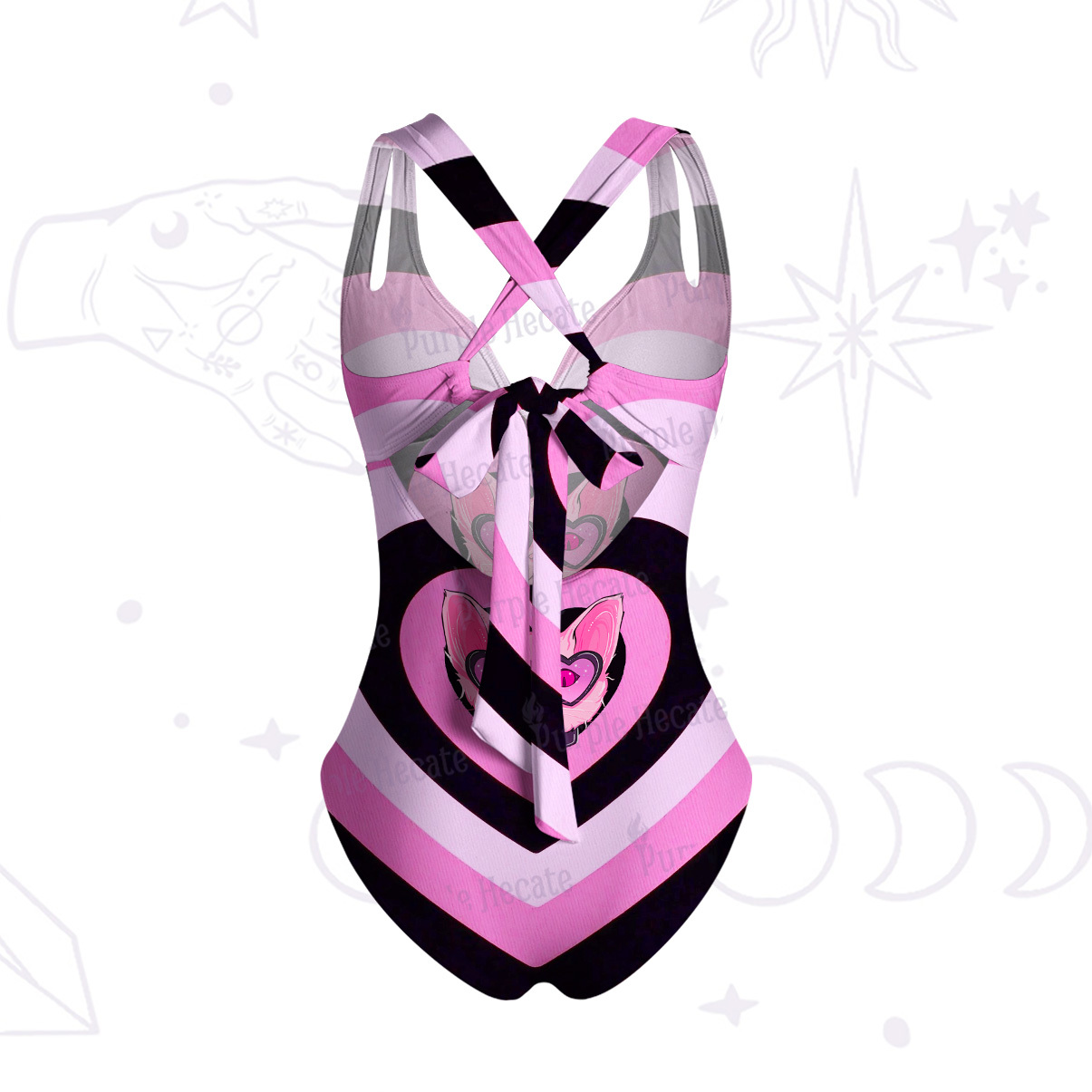 Purplehecate Slightly Wicked Cat One-Piece Swimsuit