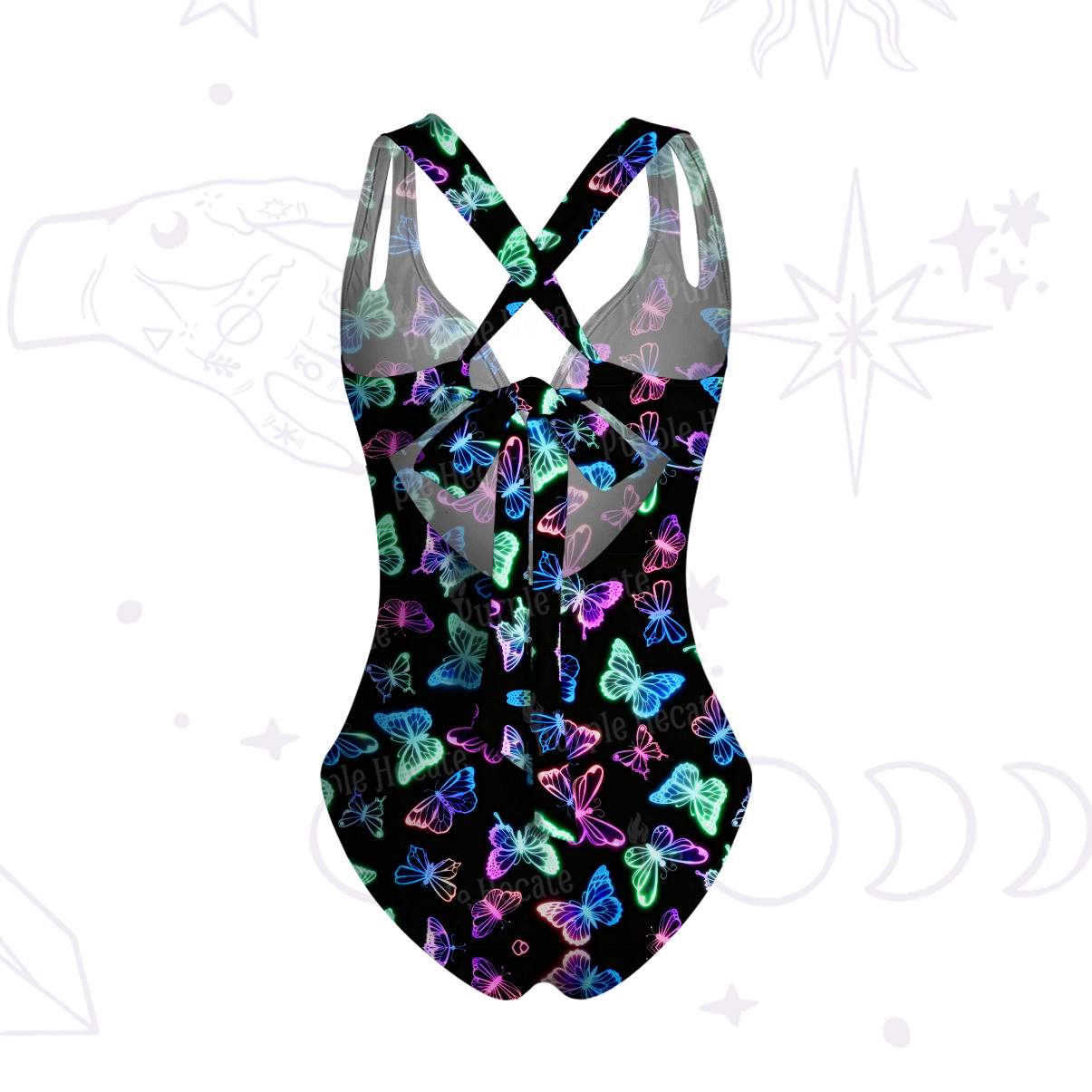 Purplehecate Neon Butterful One-Piece Swimsuit