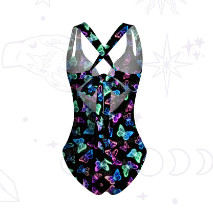 Purplehecate Neon Butterful One-Piece Swimsuit