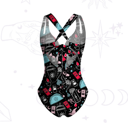 Purplehecate Dark Magic and Mystical Charm One-Piece Swimsuit