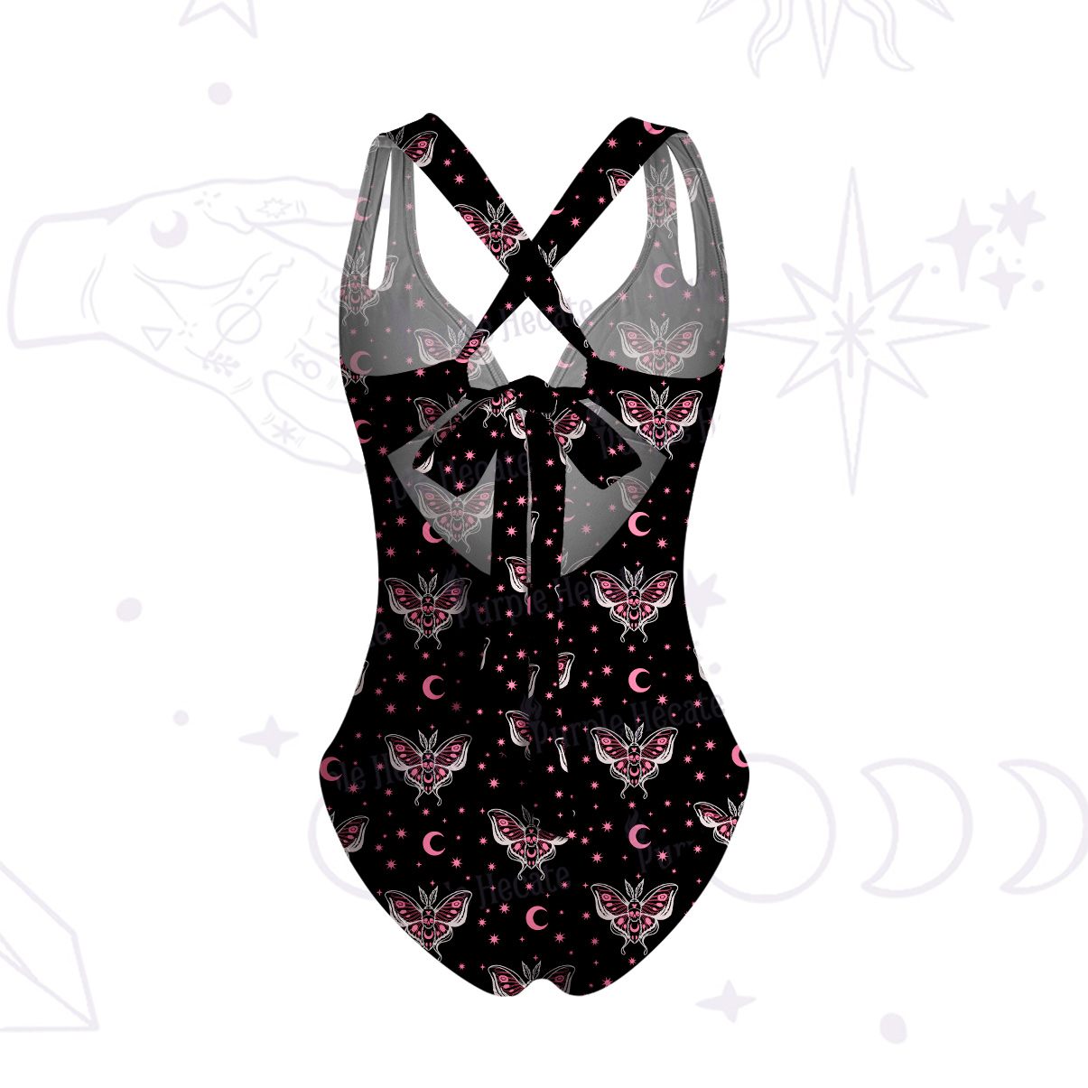 Purplehecate Witchy Lunar Moth Night One-Piece Swimsuit