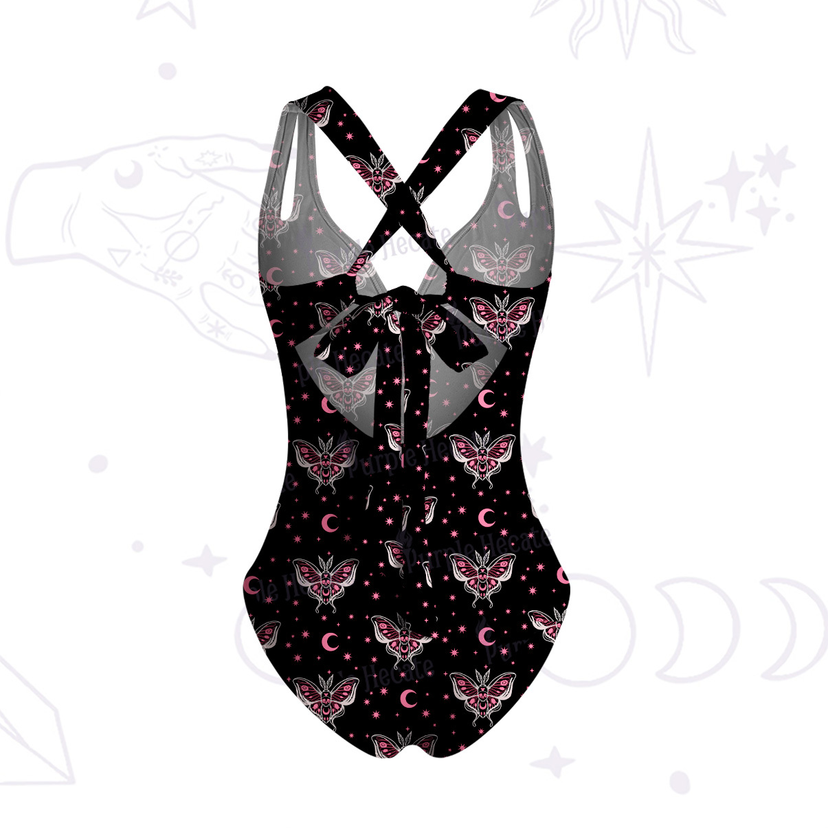 Purplehecate Witchy Lunar Moth Night One-Piece Swimsuit