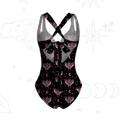 Purplehecate Witchy Lunar Moth Night One-Piece Swimsuit