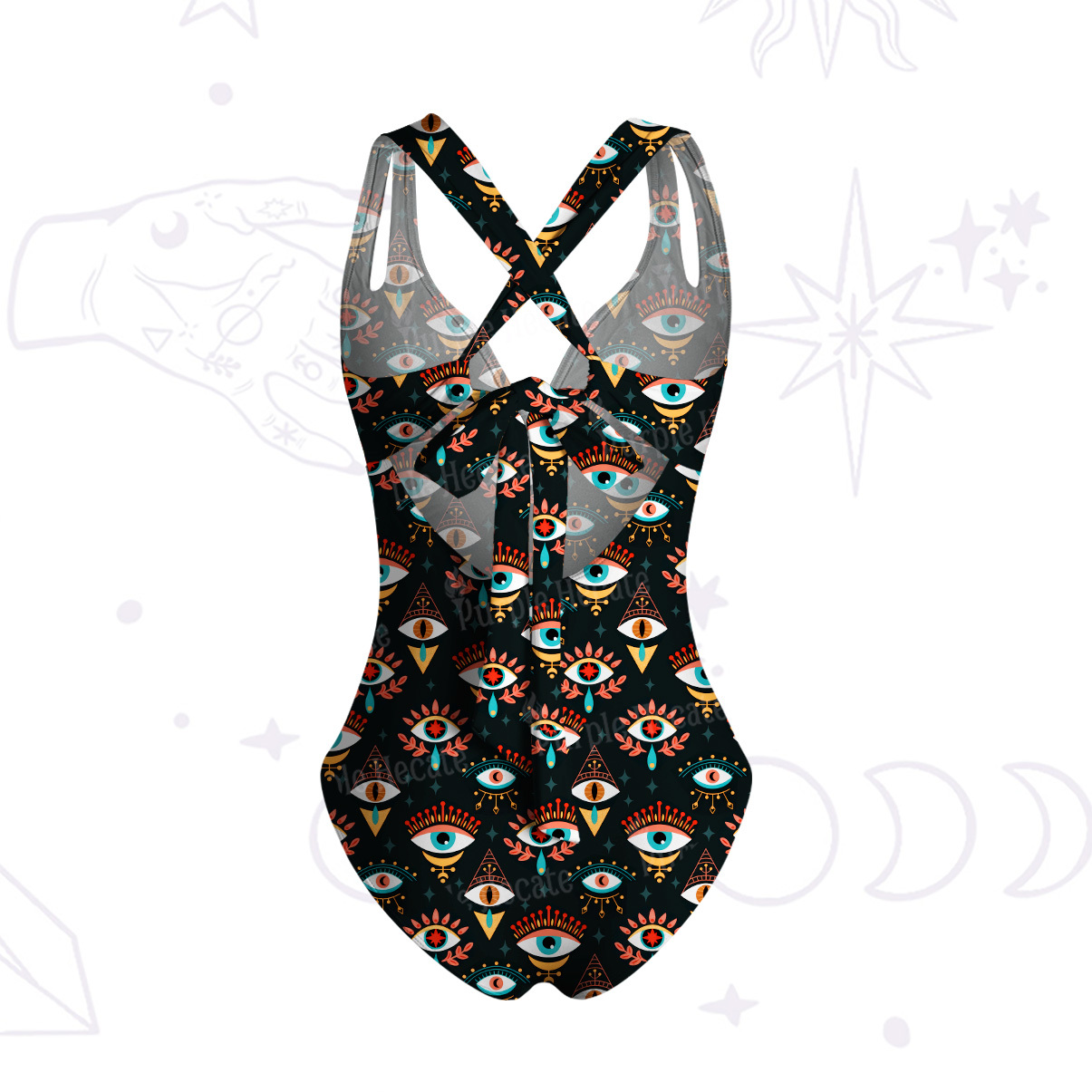 Purplehecate Mystical Evil Eye Pattern One-Piece Swimsuit