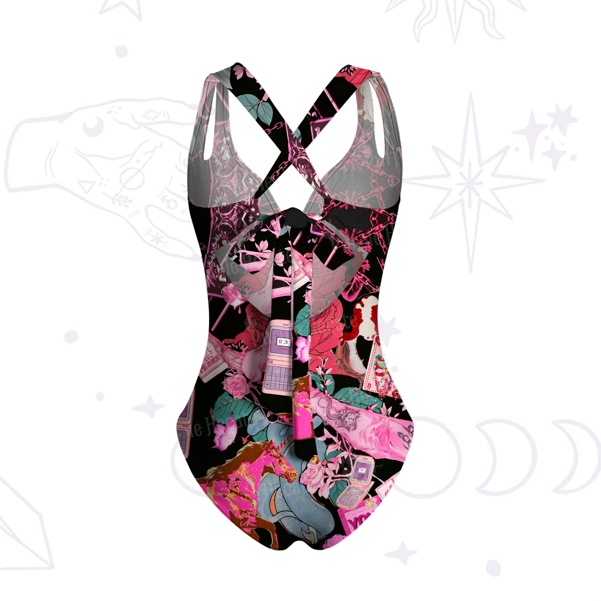 Purplehecate Pink Witch Spell One-Piece Swimsuit