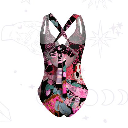 Purplehecate Pink Witch Spell One-Piece Swimsuit