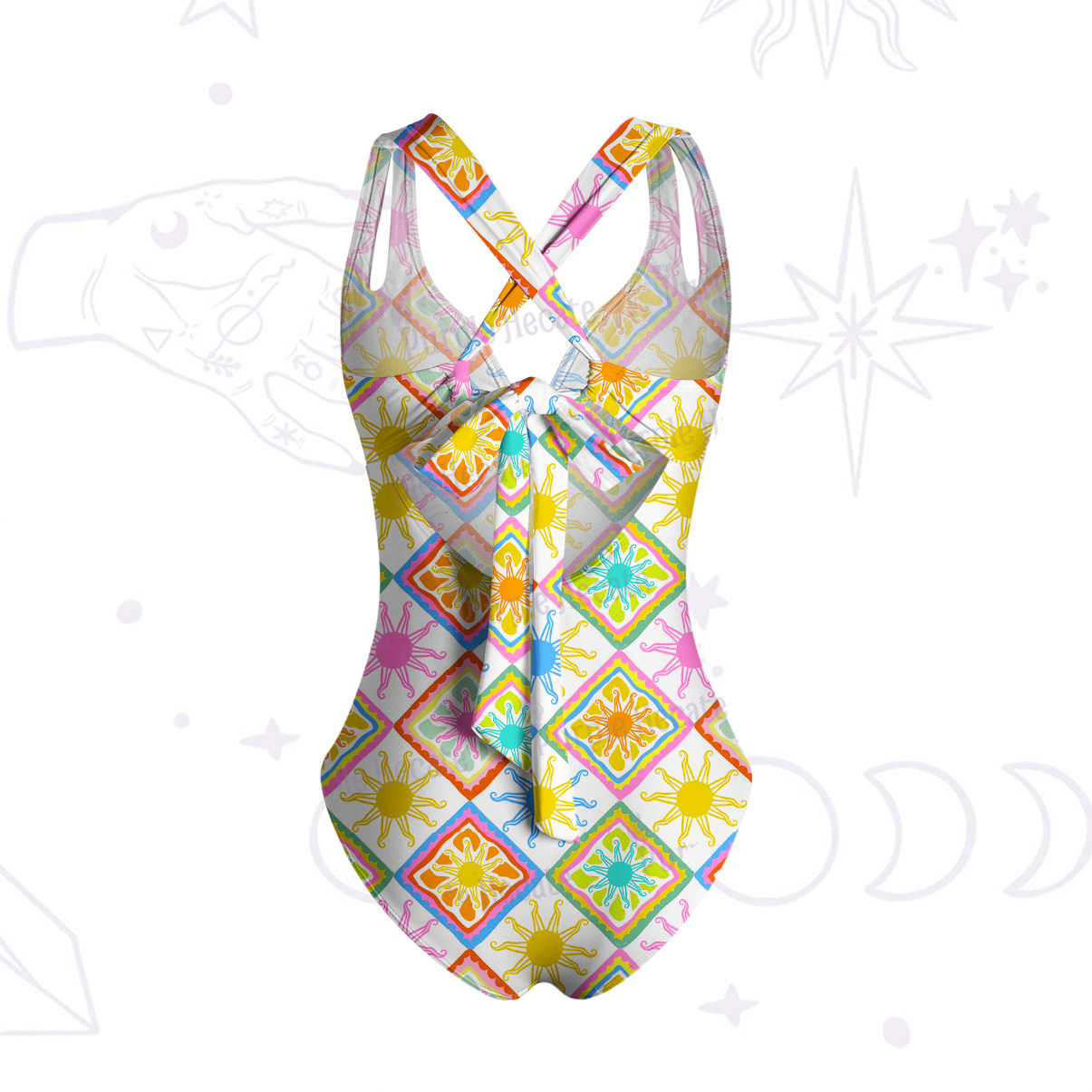 Purplehecate Colorful Sunshine Patchwork One-Piece Swimsuit