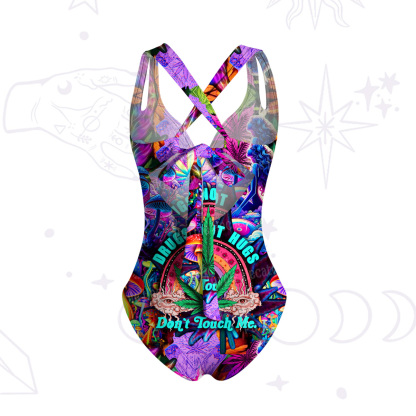 Purplehecate Drugs Not Hugs Don't Touch Me One-Piece Swimsuit