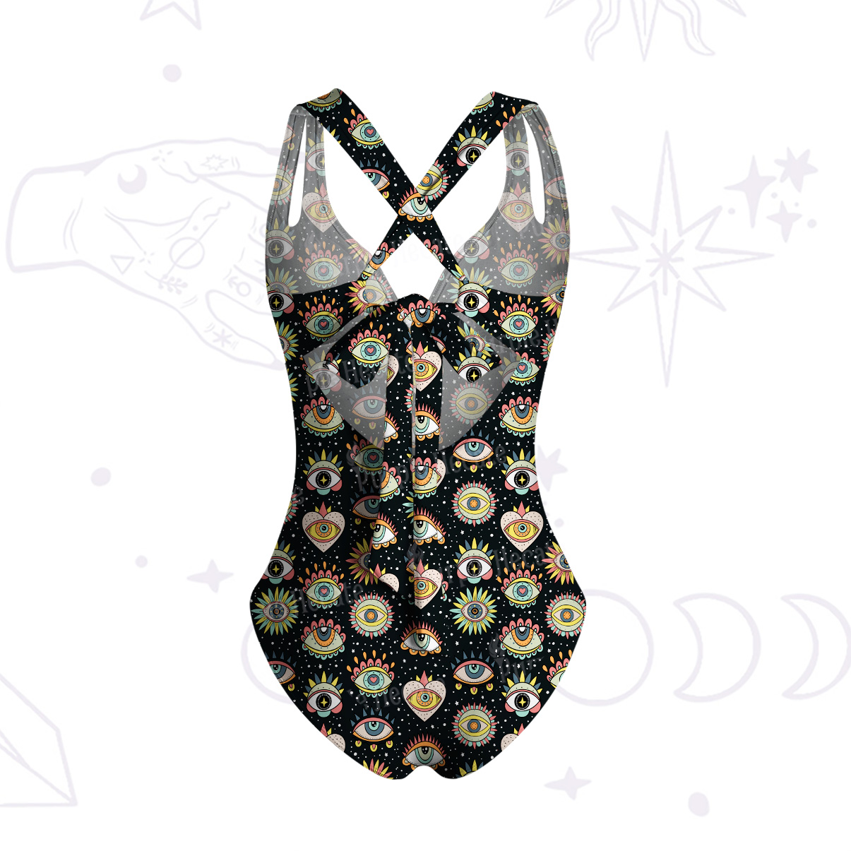 Purplehecate Evil Eye Pattern One-Piece Swimsuit