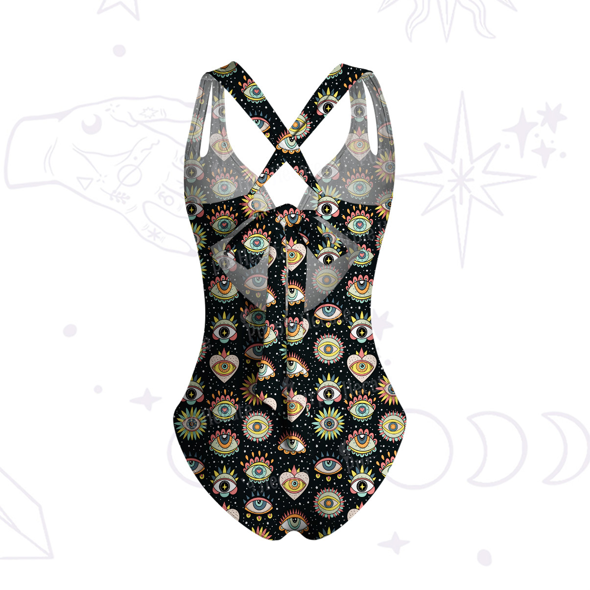 Purplehecate Evil Eye Pattern One-Piece Swimsuit