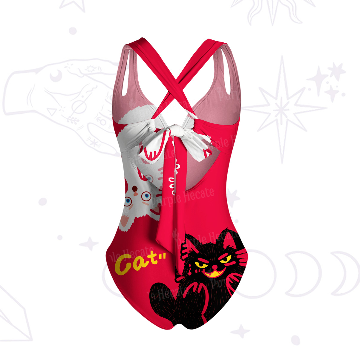 Purplehecate Mischievous Cat Lovers One-Piece Swimsuit