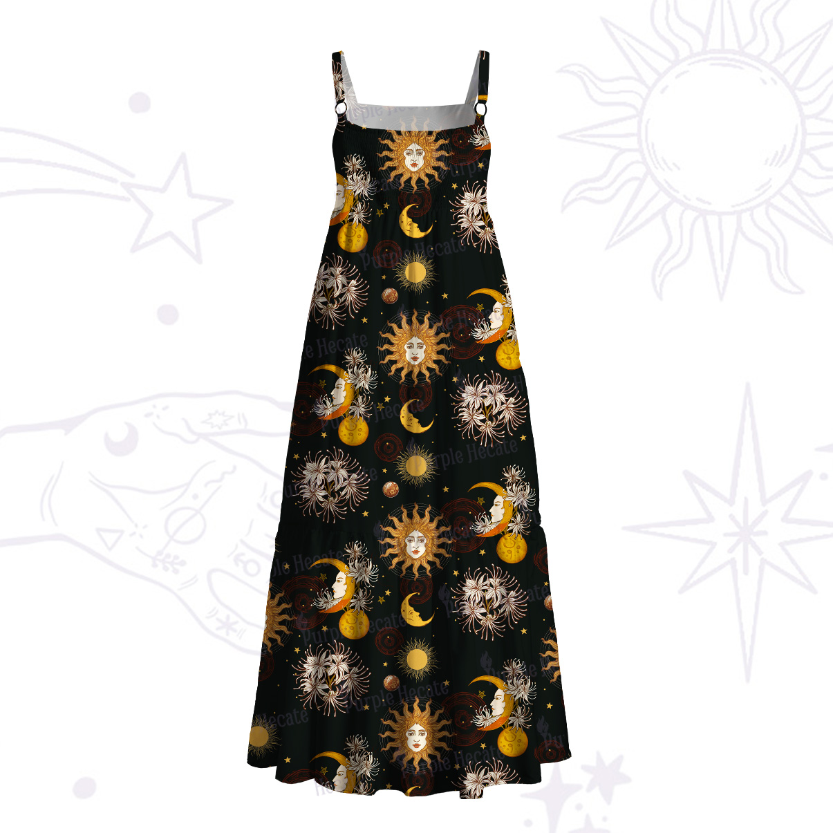 Purplehecate Stellar Symphony Wide Straps Maxi Dress