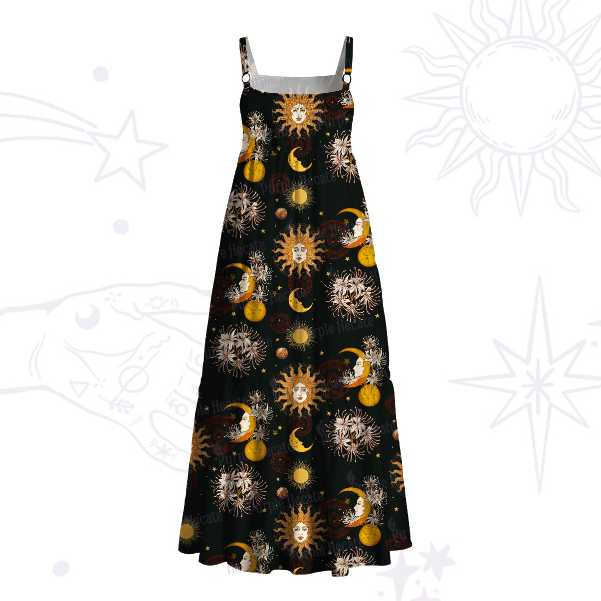 Purplehecate Stellar Symphony Wide Straps Maxi Dress