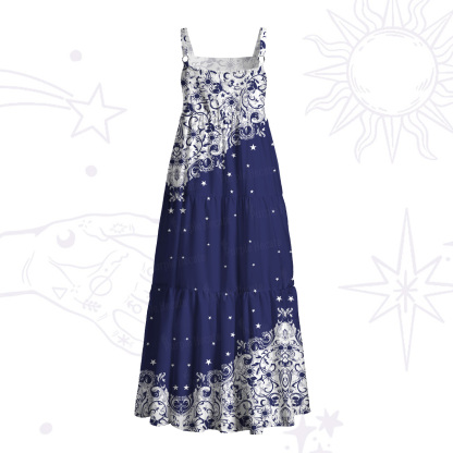 Purplehecate Midnight Star Wide Straps Maxi Dress