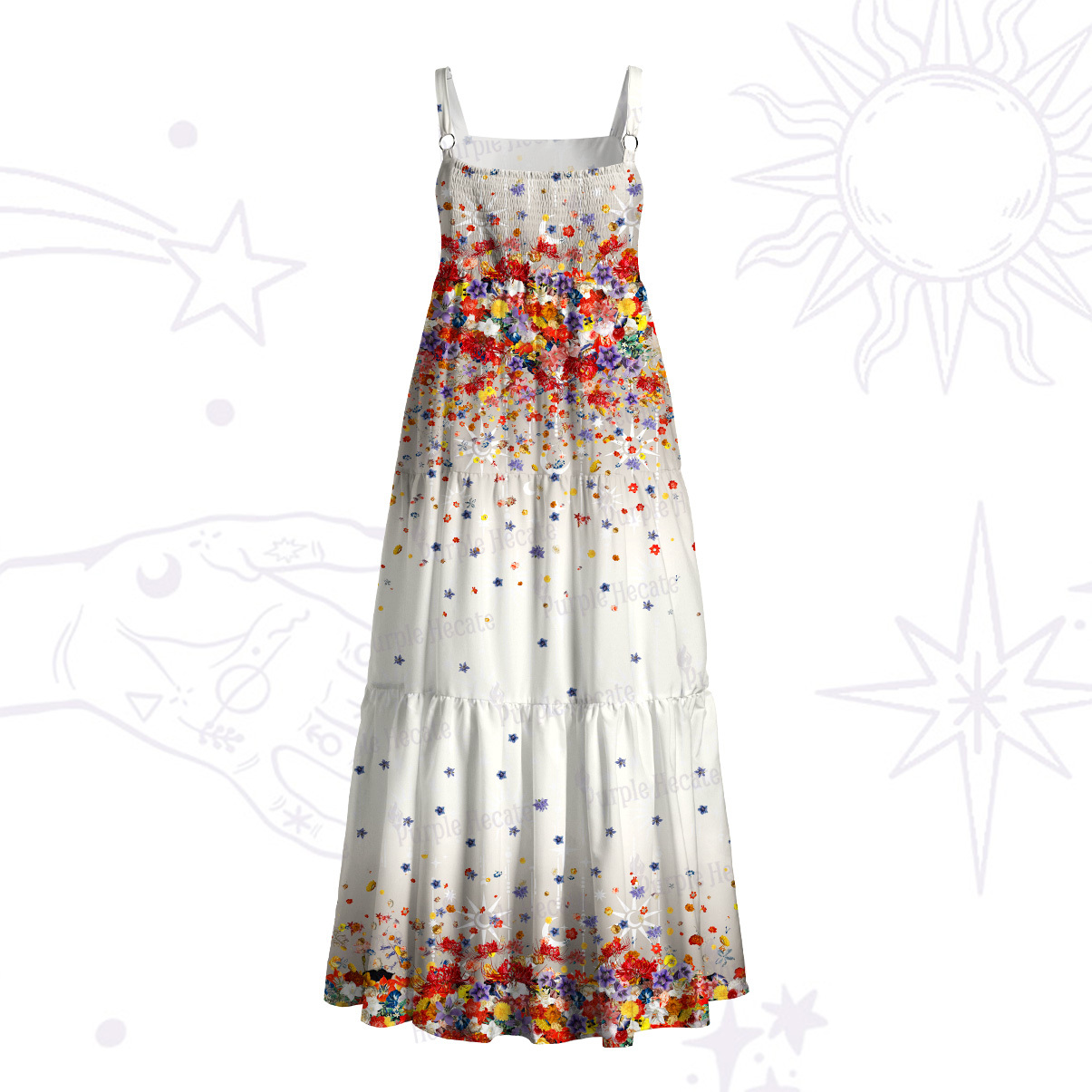 Purplehecate Spring Garden Wide Straps Maxi Dress