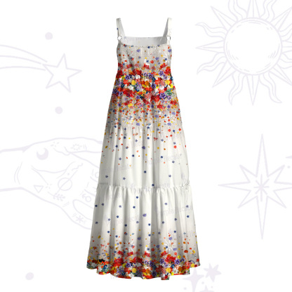 Purplehecate Spring Garden Wide Straps Maxi Dress