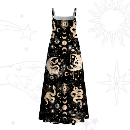 Purplehecate Divine Serpent Under the Moon Wide Straps Maxi Dress