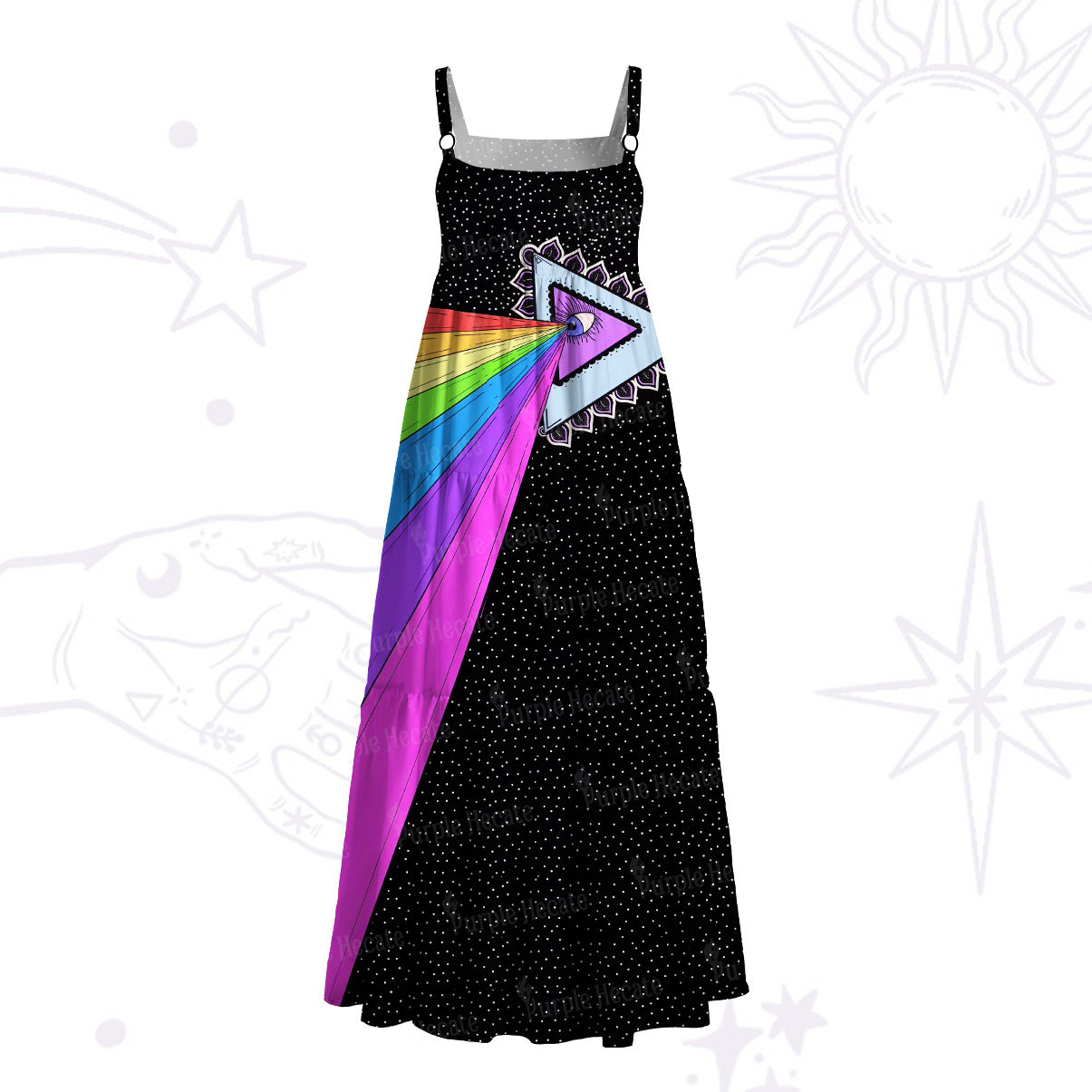 Purplehecate Prism of Rainbow Wide Straps Maxi Dress