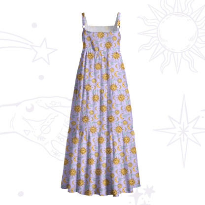 Purplehecate Magic of Sun and Moon Wide Straps Maxi Dress