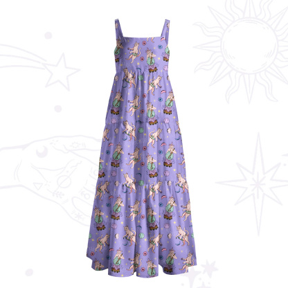 Purplehecate Cat Coven Wide Straps Maxi Dress