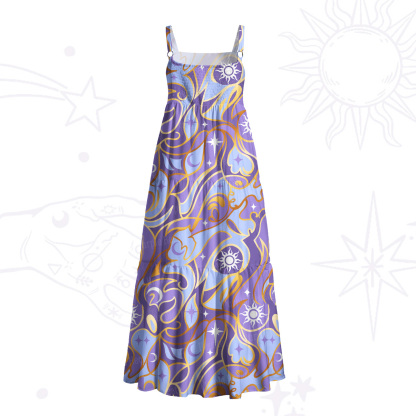 Purplehecate Divination Night Print Wide Straps Maxi Dress