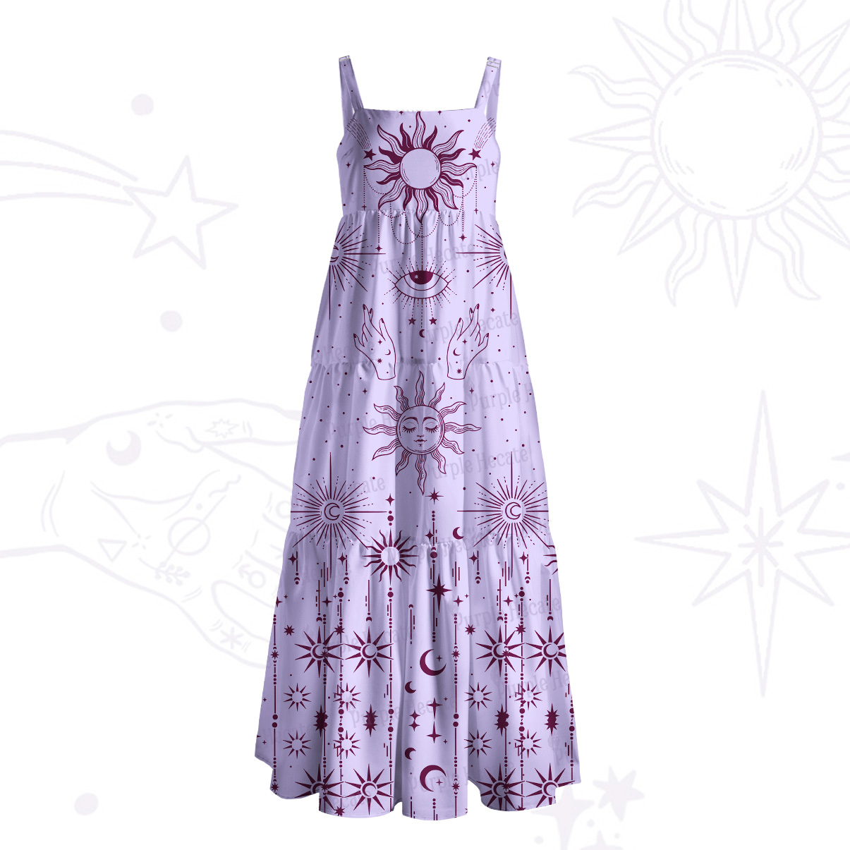 Purplehecate Solar Oracle Wide Straps Maxi Dress