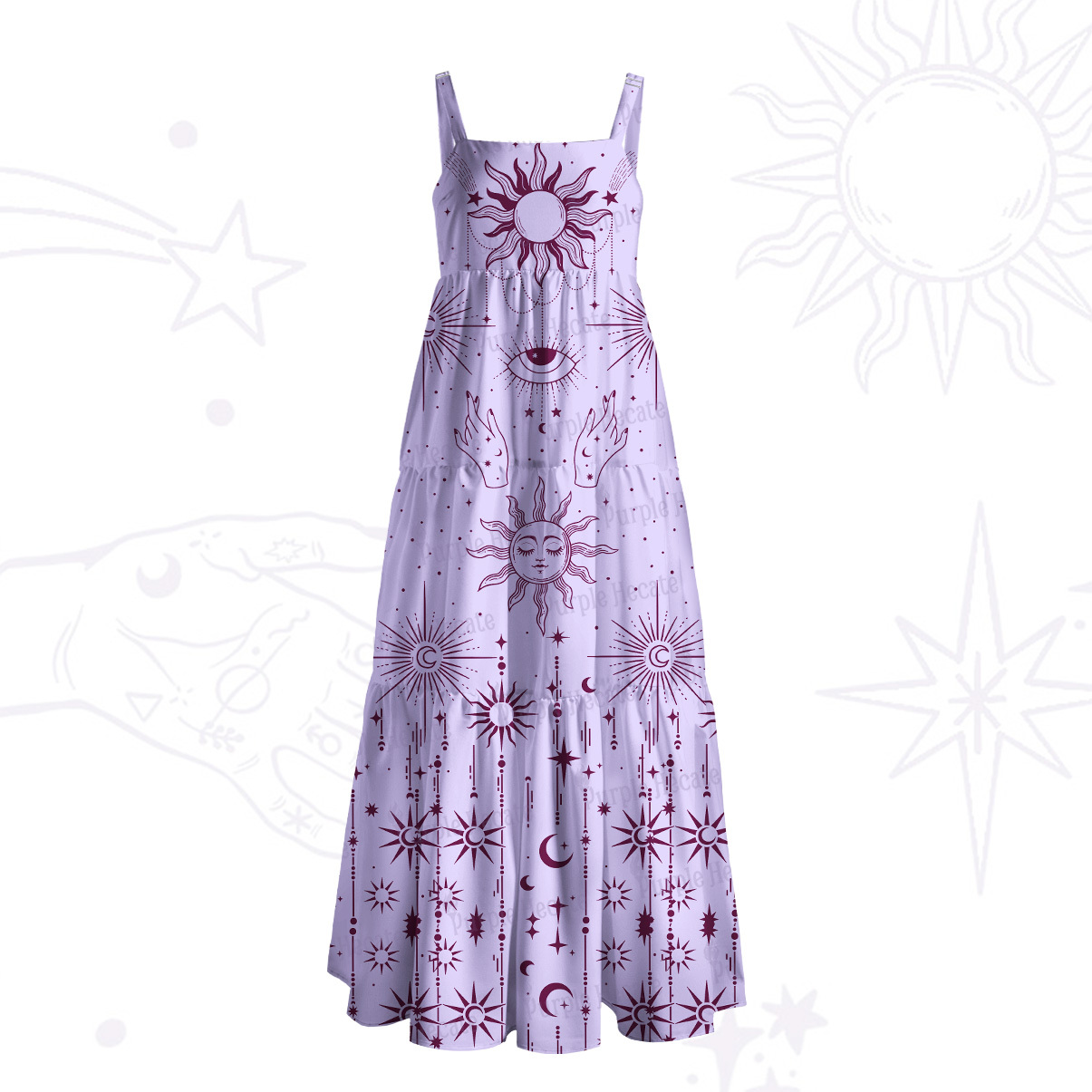 Purplehecate Solar Oracle Wide Straps Maxi Dress