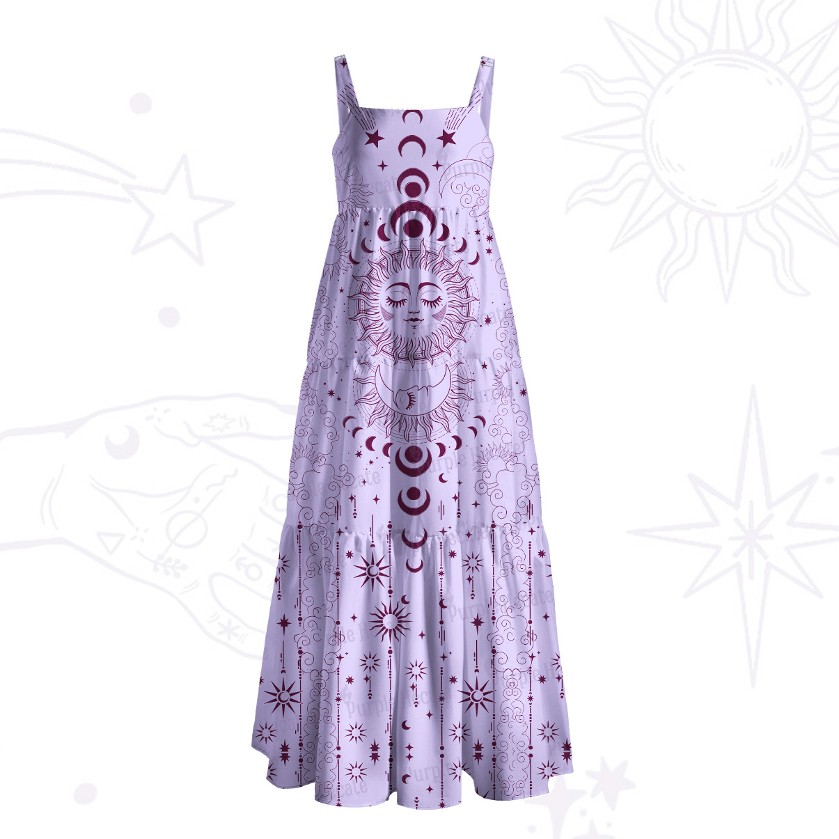 Purplehecate Lunar Eclipse Wide Straps Maxi Dress