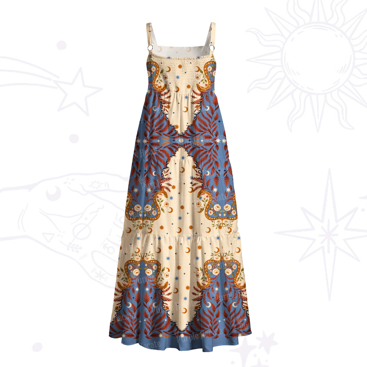 Purplehecate Celestial Ascension Wide Straps Maxi Dress