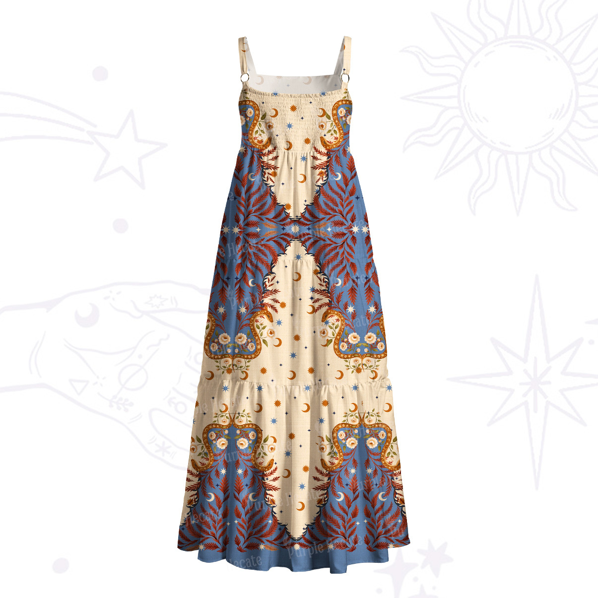 Purplehecate Celestial Ascension Wide Straps Maxi Dress